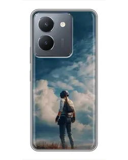 Чехол для Vivo Y36 с картинкой «Герой PUBG на скале»