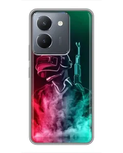 Чехол для Vivo Y36 с картинкой «PUBG — огненный воин»