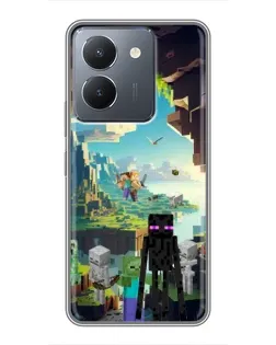 Чехол для Vivo Y36 с картинкой «Эндермен в лесу»