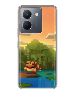 Чехол для Vivo Y36 с картинкой «Майнкрафт закат солнца»