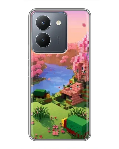 Чехол для Vivo Y36 с картинкой «Розовое дерево Minecraft»