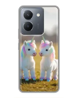 Чехол для Vivo Y36 с картинкой «Пара единорогов»