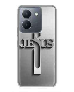 Чохол для Vivo Y36 з картинкою «Металевий хрест Jesus»