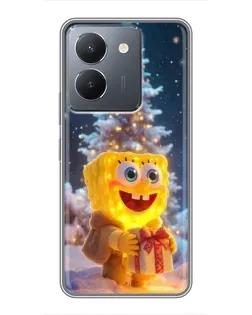 Чехол для Vivo Y36 с картинкой «Рождественский Спанч Боб»