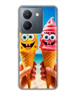 Чехол для Vivo Y36 с картинкой «Спанч Боб мороженое»