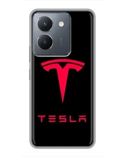 Чехол для Vivo Y36 с картинкой «Tesla Red Logo»