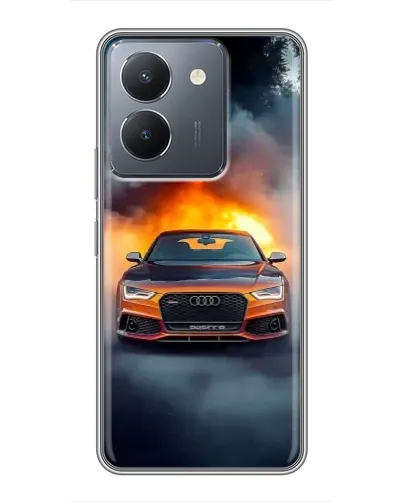 Чехол для Vivo Y36 с картинкой «Audi в огненном дыму»
