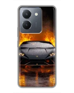 Чехол для Vivo Y36 с картинкой «Lamborghini в огне»