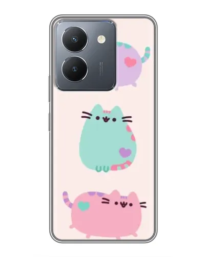 Чехол для Vivo Y36 с картинкой «Pusheen трио»