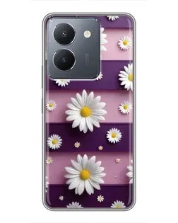 Чехол для Vivo Y36 с картинкой «Ромашки на фиолетовом»