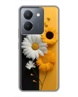 Чехол для Vivo Y36 с картинкой «Подсолнух и ромашка»