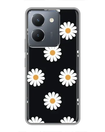 Чехол для Vivo Y36 с картинкой «Ромашки на черном»