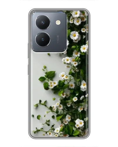 Чехол для Vivo Y36 с картинкой «Ветка мелких белых цветов»