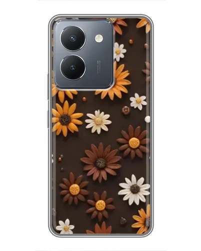 Чехол для Vivo Y36 с картинкой «Узор из маленьких подсолнухов»