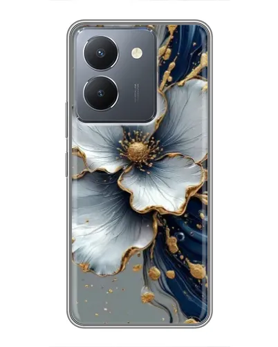 Чехол для Vivo Y36 с картинкой «Белый цветок и золотой флюид» Чехол для Vivo Y36 с картинкой «Белый цветок и золотой флюид»