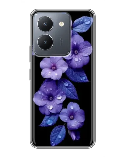 Чехол для Vivo Y36 с картинкой «Фиолетовые цветы с росою»
