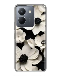 Чехол для Vivo Y36 с картинкой «Объемные белые цветы»