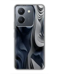 Чехол для Vivo Y36 с картинкой «Объемные синие складки»
