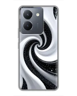 Чехол для Vivo Y36 с картинкой «Черно-белая спираль»