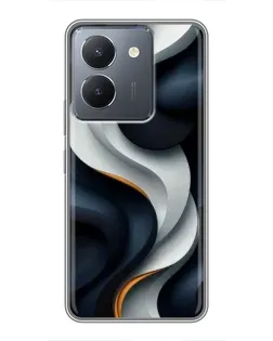 Чехол для Vivo Y36 с картинкой «Объемные черно-белые ленты»