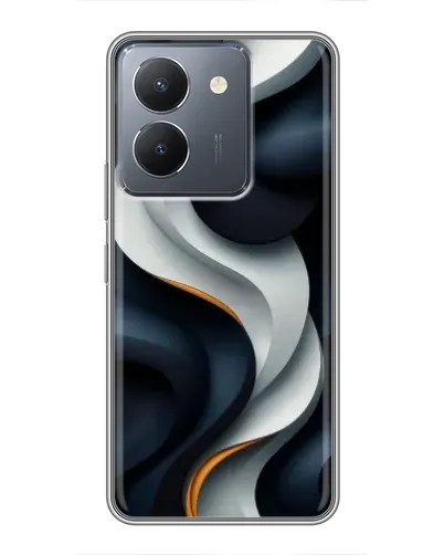 Чехол для Vivo Y36 с картинкой «Объемные черно-белые ленты» Чехол для Vivo Y36 с картинкой «Объемные черно-белые ленты»