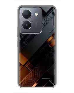 Чехол для Vivo Y36 с картинкой «Черные геометрические блоки»