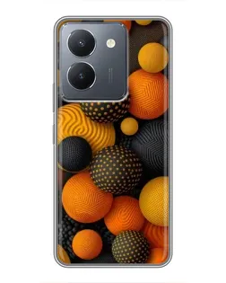 Чехол для Vivo Y36 с картинкой «Объемные оранжевые сферы»