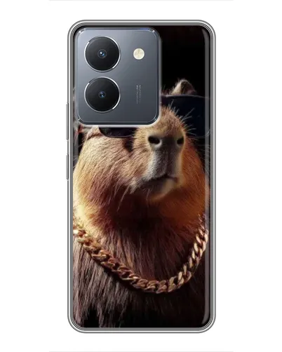 Чехол для Vivo Y36 с картинкой «Капибара золотая цепь»