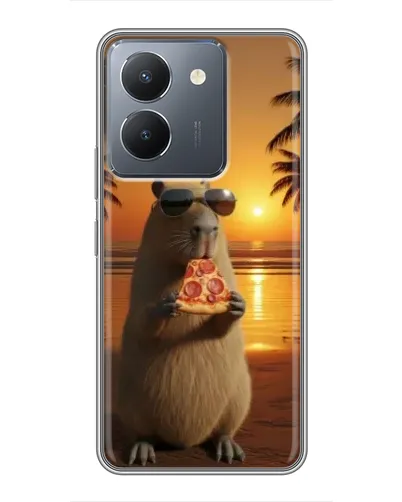 Чехол для Vivo Y36 с картинкой «Капибара с пиццей»