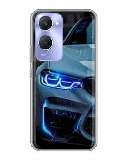 Чехол для Vivo Y36c с картинкой «Взгляд BMW с синими фарами»