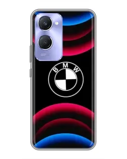 Чехол для Vivo Y36c с картинкой «Логотип BMW и неоновые дуги»