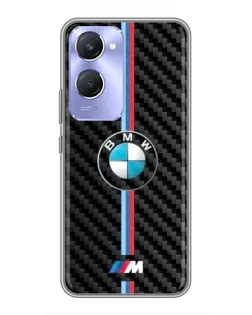 Чехол для Vivo Y36c с картинкой «Эмблема BMW и карбон»