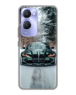 Чехол для Vivo Y36c с картинкой «BMW в зимнем лесу»