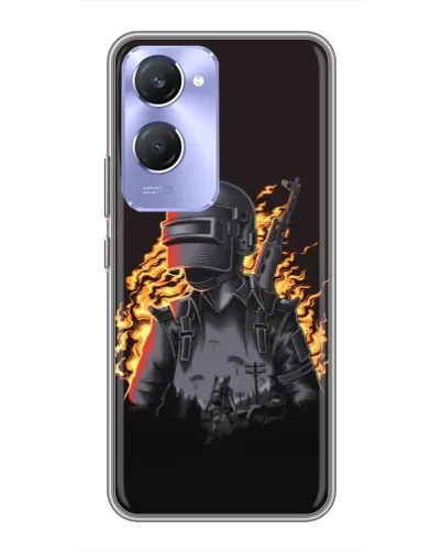Чехол для Vivo Y36c с картинкой «PUBG — огненный силуэт»
