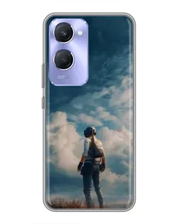 Чехол для Vivo Y36c с картинкой «Герой PUBG на скале»