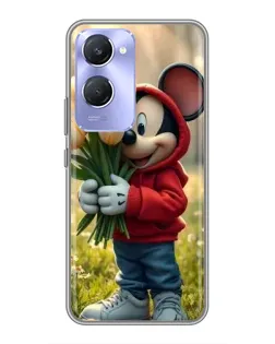 Чехол для Vivo Y36c с картинкой «Микки с тюльпанами»
