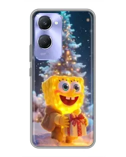 Чехол для Vivo Y36c с картинкой «Рождественский Спанч Боб»