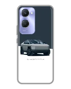 Чехол для Vivo Y36c с картинкой «Серебристый Cybertruck Tesla»