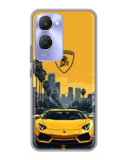 Чехол для Vivo Y36c с картинкой «Желтый Lamborghini город»