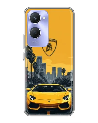 Чехол для Vivo Y36c с картинкой «Желтый Lamborghini город»