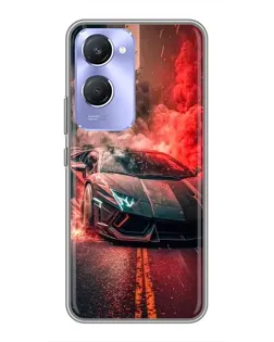 Чехол для Vivo Y36c с картинкой «Lamborghini красный дым»