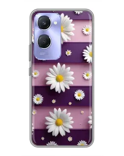 Чехол для Vivo Y36c с картинкой «Ромашки на фиолетовом»