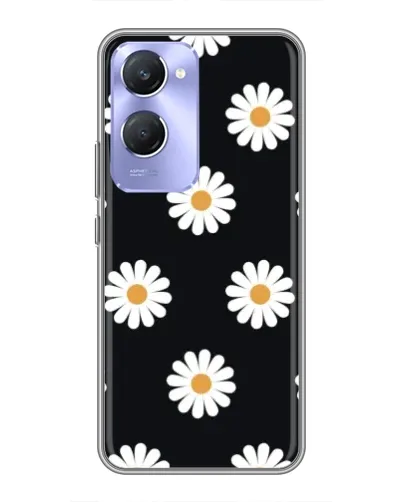 Чехол для Vivo Y36c с картинкой «Ромашки на черном»