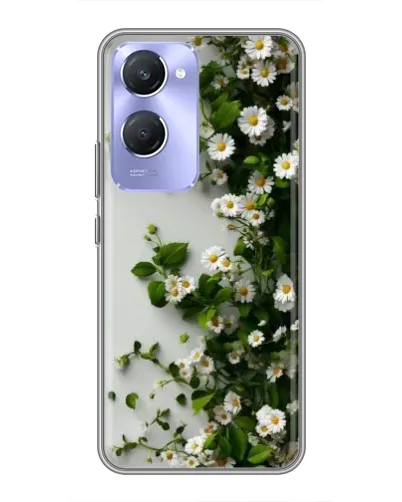 Чехол для Vivo Y36c с картинкой «Ветка мелких белых цветов»