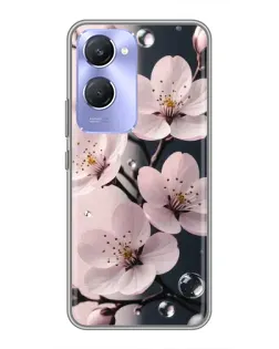 Чехол для Vivo Y36c с картинкой «Нежная сакура и капли»
