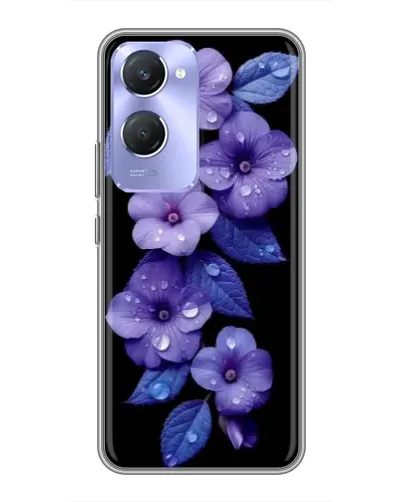 Чехол для Vivo Y36c с картинкой «Фиолетовые цветы с росою»