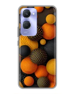 Чехол для Vivo Y36c с картинкой «Объемные оранжевые сферы»