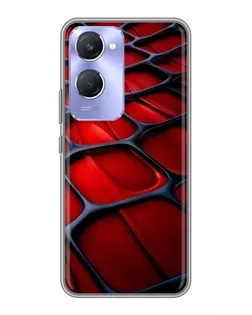 Чехол для Vivo Y36c с картинкой «Красная глянцевая сетка»