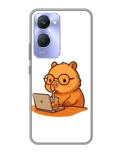 Чехол для Vivo Y36c с картинкой «Капибара с ноутбуком»