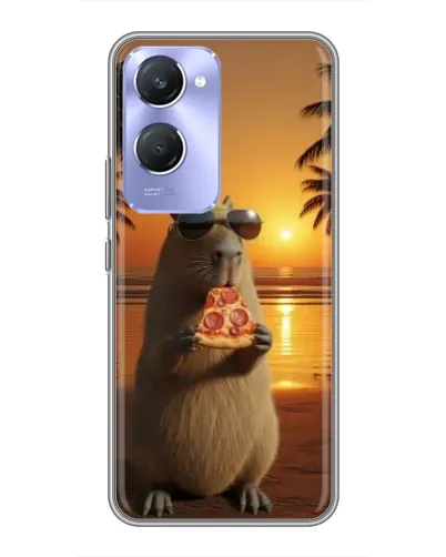 Чехол для Vivo Y36c с картинкой «Капибара с пиццей»